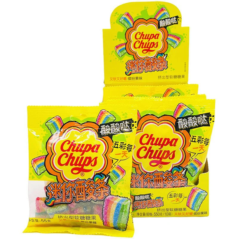 Chupa Chups Sour Strips 55g - Exotic Candy - Display of 10